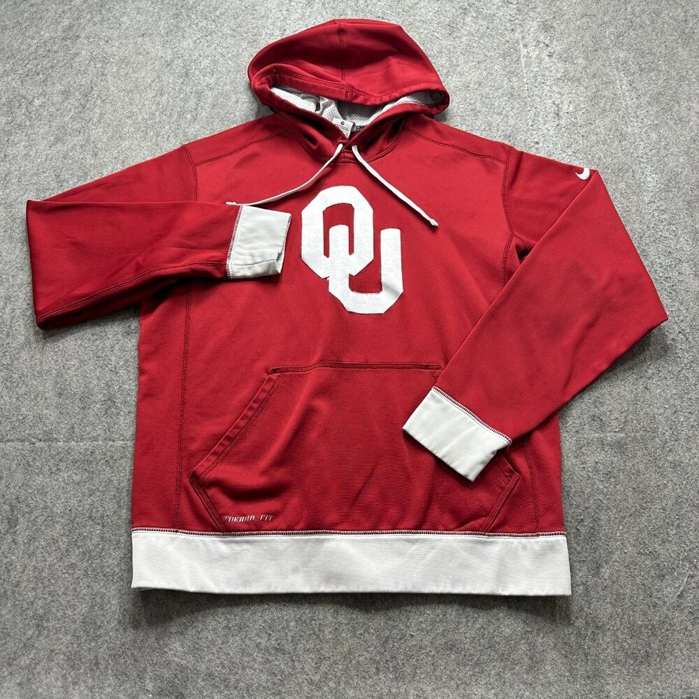 Oklahoma Sooners Nike Hoodie Men M Red Fleece Pullover Performance
